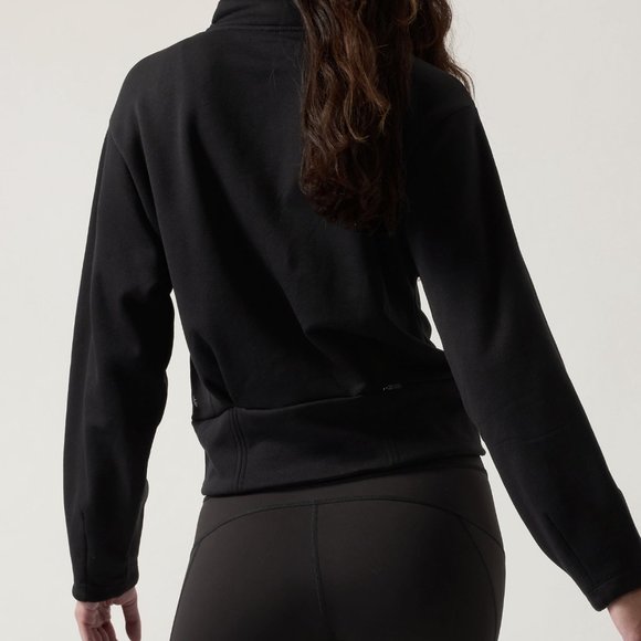 NWT Athleta Altitude Polartec Half Zip Sweatshirt Size Small Black Color - Picture 3 of 10